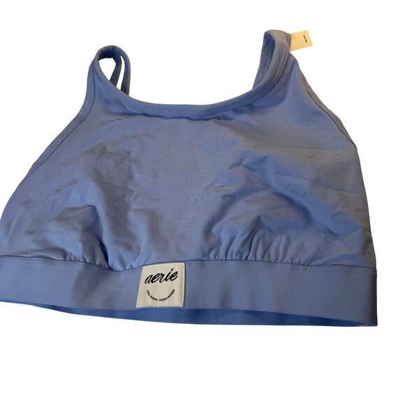Aerie High Neck Longline Bralette Fresh Water Blue XL Cotton Strappy Back NWT - Picture 2 of 7